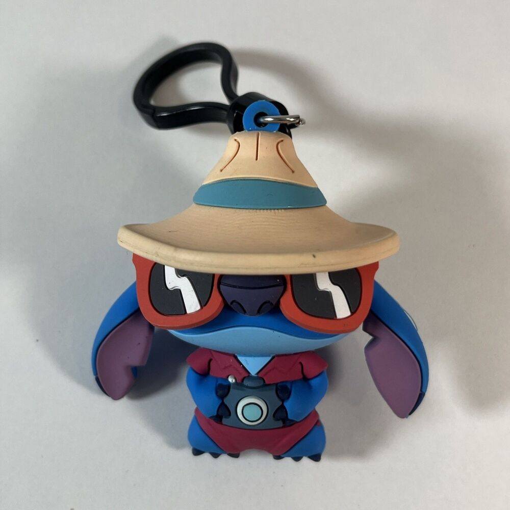 Disney Stitch Series 6 Figural 3D Bag Clip Keyring TOURIST STITCH W/ CAMERA 4"